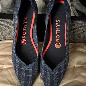 Rothy's Navy Checkered Loafers